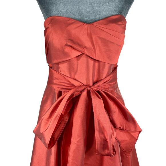 Strapless Waterfall Dress Sz 8 Coral Mermaid Gown Fairycore Coquette Hi-Low Prom - Picture 7 of 14